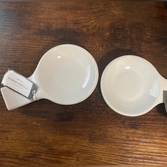 Threshold Porcelain Soy Sauce Bowl & Chopstick Rest 1.4 oz White Set of 2 - Picture 1 of 3